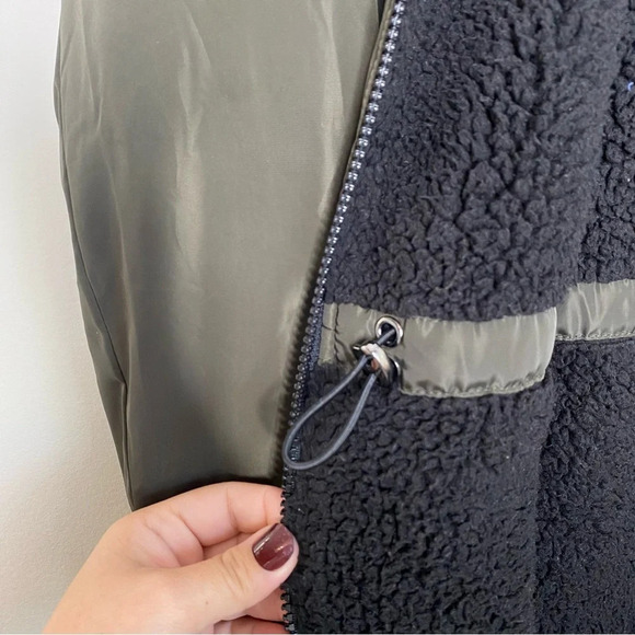 Lucky Brand Olive Green Fleece Lined Hooded Anorak Jacket Coat Women's Small - Picture 9 of 12
